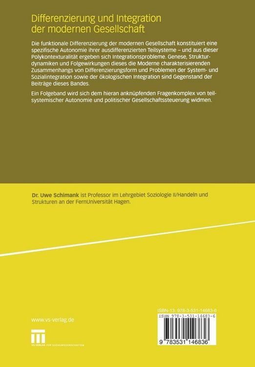 Produktbild: Differenzierung und Integration der modernen Gesellschaft