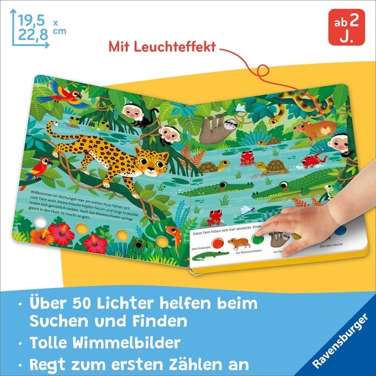Produktbild: Mein gro&szlig;es Lichter-Wimmelbuch - Im Dschungel