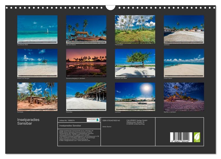 Produktbild: Inselparadies Sansibar (Wandkalender 2026 DIN A3 quer), CALVENDO Monatskalender