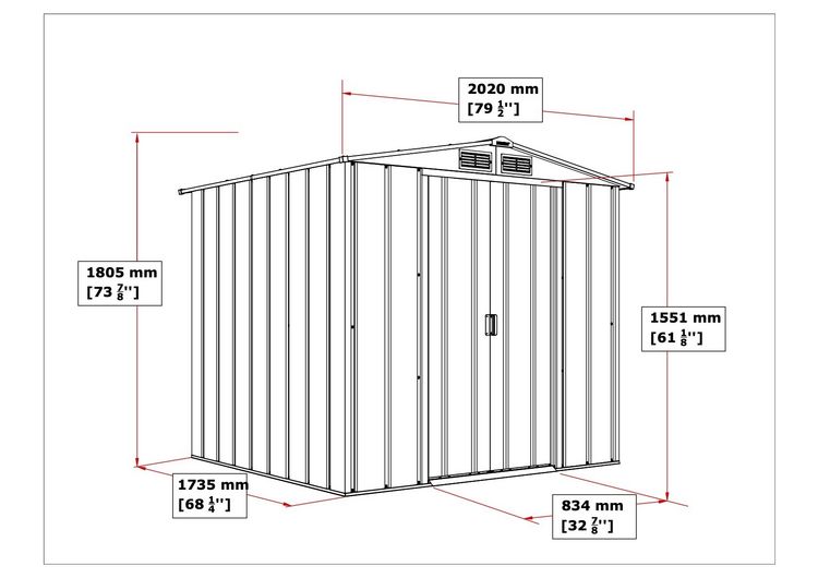 Produktbild: Metall Ger&auml;tehaus 202x174 Gartenhaus Schiebet&uuml;ren
