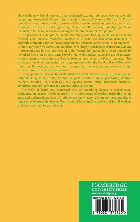 Produktbild: Numerical Recipes in Pascal (First Edition)