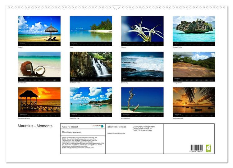 Produktbild: Mauritius - Moments (Wandkalender 2026 DIN A2 quer), CALVENDO Monatskalender