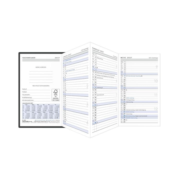 Produktbild: Taschenplaner Leporello schwarz 2027