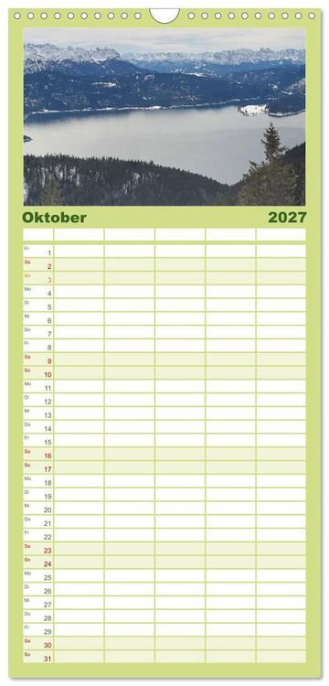 Produktbild: Familienplaner 2027 - Walchensee Panorama mit 5 Spalten (Wandkalender, 21 x 45 cm) CALVENDO