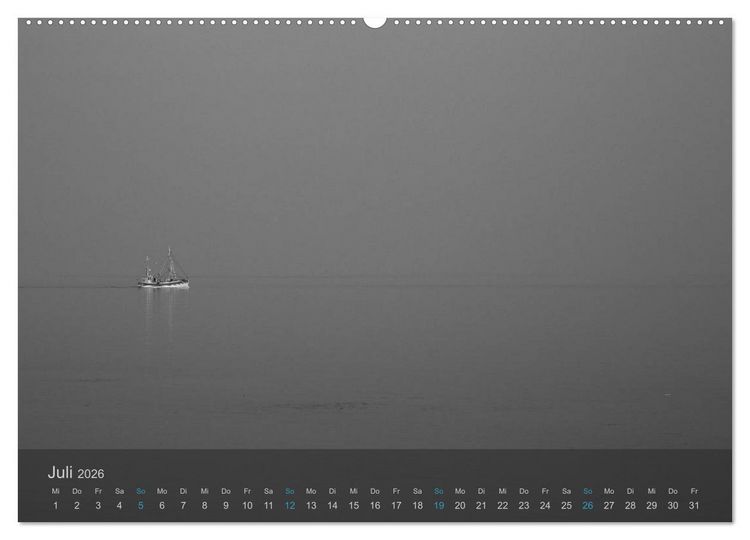 Produktbild: Seest&uuml;cke. Schwarzwei&szlig;e Nordseeimpressionen 2026 (hochwertiger Premium Wandkalender 2026 DIN A2 quer), Kunstdruck in Hochglanz