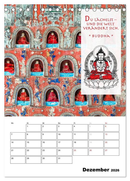 Produktbild: BUDDHAS ZITATE Buddhistische Weisheiten (Tischkalender 2026 DIN A5 hoch), CALVENDO Monatskalender