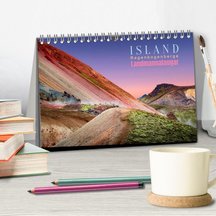 Produktbild: Island, Landmannalaugar: Regenbogenberge (Tischkalender 2026 DIN A5 quer), CALVENDO Monatskalender