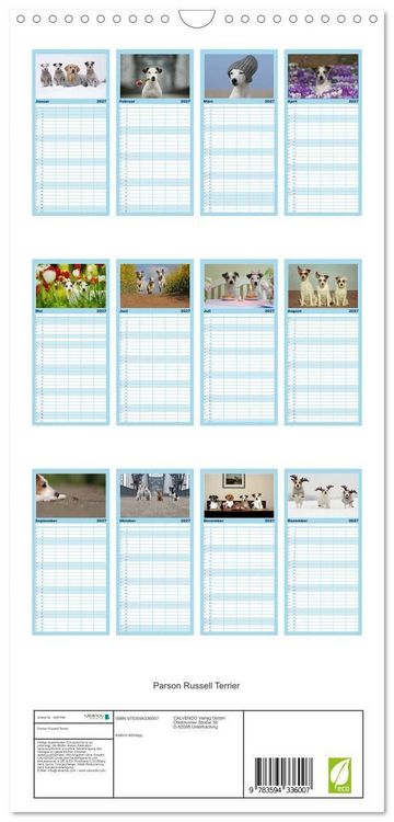 Produktbild: Familienplaner 2027 - Parson Russell Terrier mit 5 Spalten (Wandkalender, 21 x 45 cm) CALVENDO