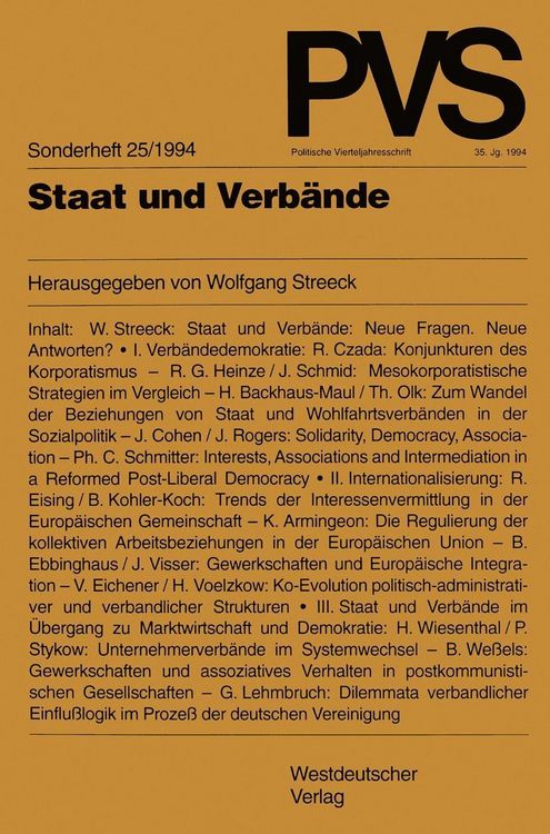 Bild vom Artikel Staat und Verbände vom Autor Wolfgang Streeck