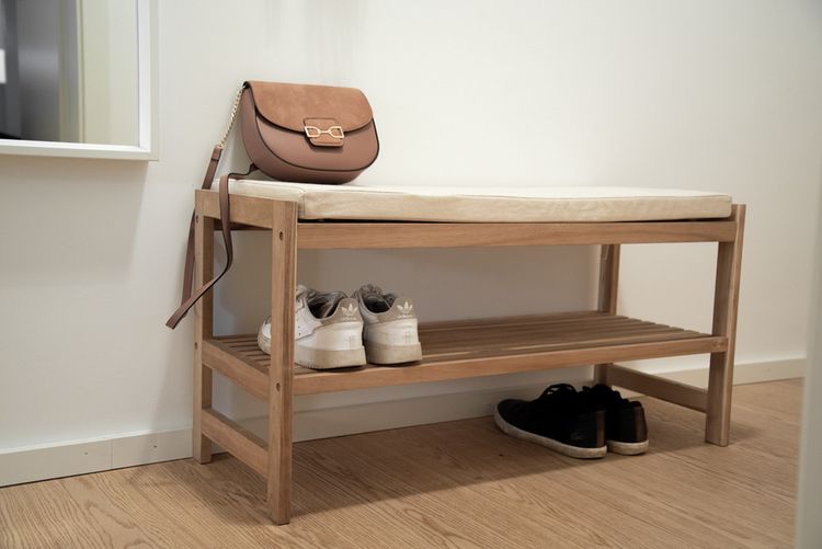 Produktbild: Schuhbank mit Sitzpolster Mod. Acina, Ma&szlig;e: 90 x 45 x 34 cm
