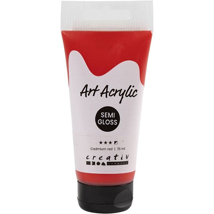 Produktbild: Creativ Company Acrylfarbe, Mattgl&auml;nzend, Halbdeckend, Kadmiumrot, 75 ml/ 1 Fl.