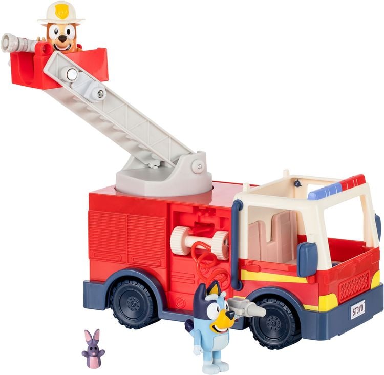Produktbild: Moose Toys 300292 - BLUEY Feuerwehr mit Bingo & Bluey Figuren, ausrollbarer Schlauch & abnehmbare Leiter