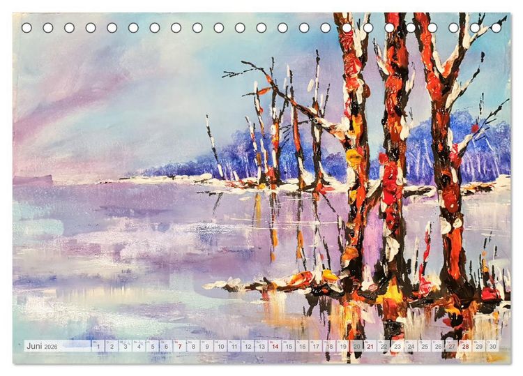 Produktbild: Winterzauberwelt - Gemalte Winterlandschaften (Tischkalender 2026 DIN A5 quer), CALVENDO Monatskalender
