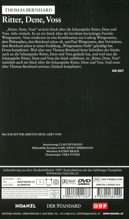 Produktbild: Ritter, Dene, Voss (Thomas Bernhard) - Edition Burgtheater