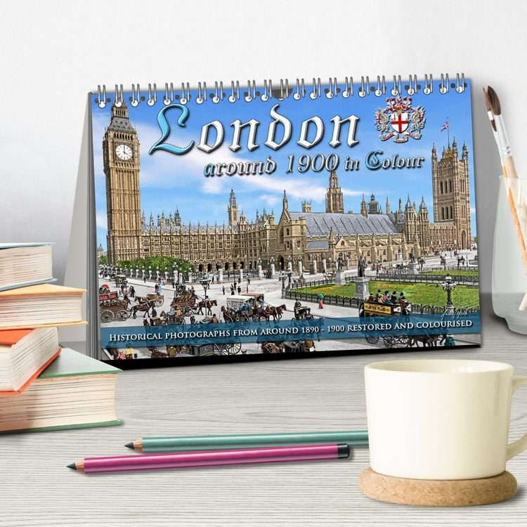 Produktbild: London around 1890-1900 - photos restored and colourised (Desk Calendar 2026 DIN A5 landscape), CALVENDO 12 Month DeskCalendar