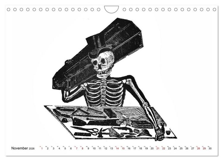 Produktbild: Calaveras - Totenk&ouml;pfe und Skelette (Wandkalender 2026 DIN A4 quer), CALVENDO Monatskalender