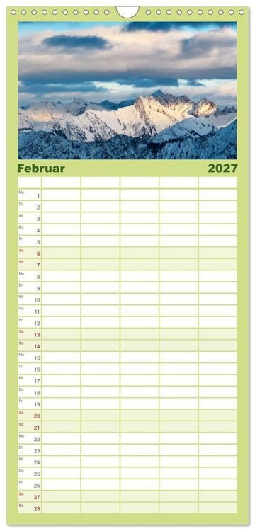 Produktbild: Familienplaner 2027 - Allg&auml;uer Alpen 2027 mit 5 Spalten (Wandkalender, 21 x 45 cm) CALVENDO