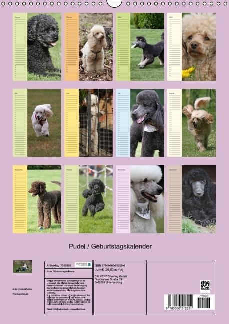 Produktbild: Pudel / Geburtstagskalender (Wandkalender immerw&auml;hrend DIN A3 hoch)