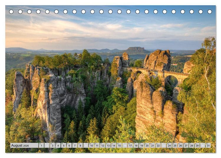 Produktbild: Wundersch&ouml;ne S&auml;chsische Schweiz (Tischkalender 2026 DIN A5 quer), CALVENDO Monatskalender