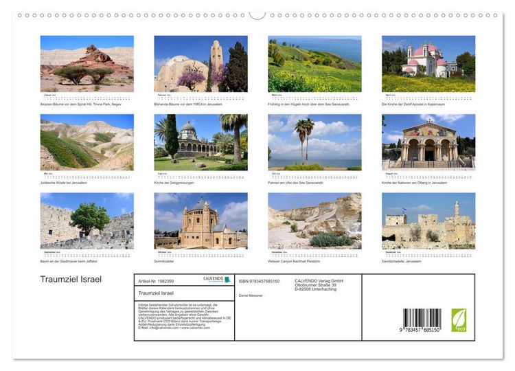 Produktbild: Traumziel Israel (hochwertiger Premium Wandkalender 2026 DIN A2 quer), Kunstdruck in Hochglanz