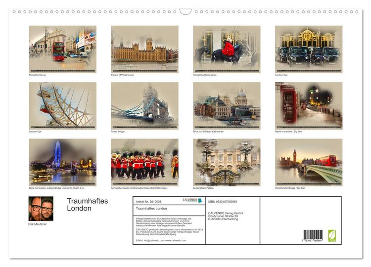 Produktbild: Traumhaftes London (Wandkalender 2026 DIN A2 quer), CALVENDO Monatskalender
