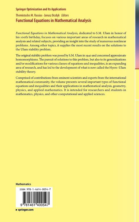 Produktbild: Functional Equations in Mathematical Analysis