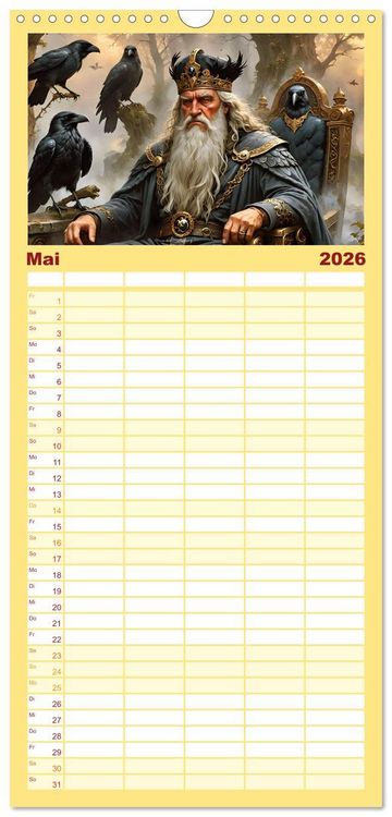 Produktbild: Familienplaner 2026 - Unsterbliche Mythen des Nordens mit 5 Spalten (Wandkalender, 21 x 45 cm) CALVENDO