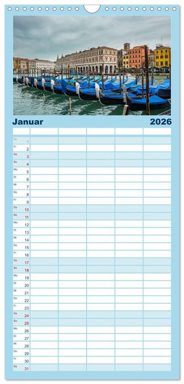 Produktbild: Familienplaner 2026 - ItalienReise Venedig Chioggia Comacchio mit 5 Spalten (Wandkalender, 21 x 45 cm) CALVENDO