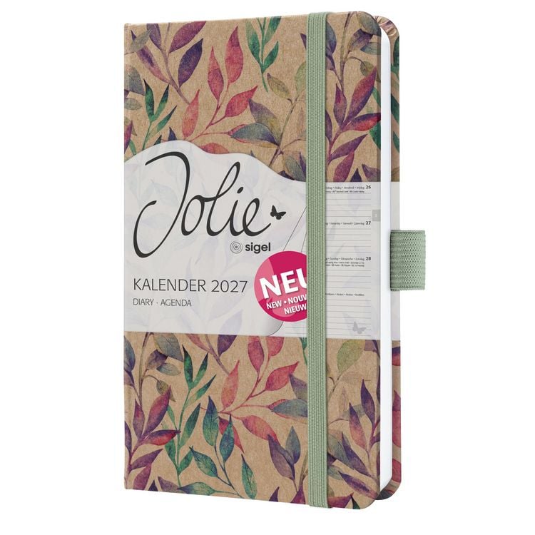Produktbild: SIGEL 7J814 Wochenkalender Jolie 2027, ca. A6, Fairy Leaves, Hardcover