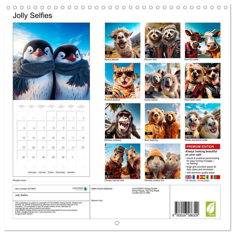 Produktbild: Jolly Selfies (Wall Calendar 2026 12 &times; 12 Inch) CALVENDO 12 Month Wall Calendar
