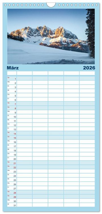 Produktbild: Familienplaner 2026 - Der Wilde Kaiser, das Kletterparadies bei Kitzb&uuml;hel mit 5 Spalten (Wandkalender, 21 x 45 cm) CALVENDO