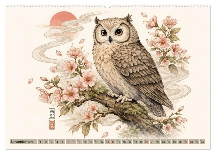 Produktbild: Naturwunder Japan: Faszinierende Vogelarten in traditioneller Kunst (Wandkalender 2027 DIN A2 quer), CALVENDO Monatskalender