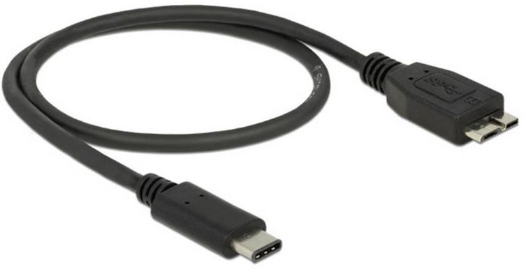 Produktbild: Delock USB-Kabel USB 3.2 Gen1 USB-C&reg; Stecker, USB-Micro-B 3.0 Stecker 0.50m Schwarz 83676