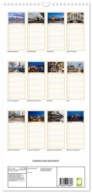 Produktbild: Familienplaner 2026 - KAISERLICHES BUDAPEST mit 5 Spalten (Wandkalender, 21 x 45 cm) CALVENDO