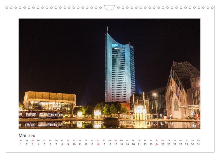 Produktbild: Leipzig bei Nacht (Wandkalender 2026 DIN A3 quer), CALVENDO Monatskalender