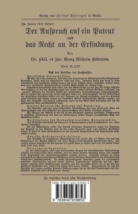 Produktbild: Bedeutung und Wesen des Patentanspruchs