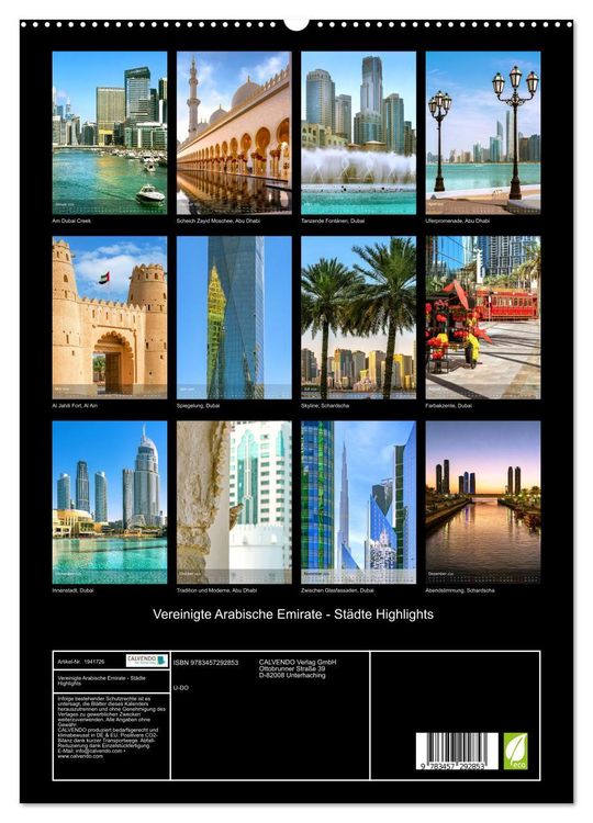 Produktbild: Vereinigte Arabische Emirate - St&auml;dte Highlights (hochwertiger Premium Wandkalender 2026 DIN A2 hoch), Kunstdruck in Hochglanz