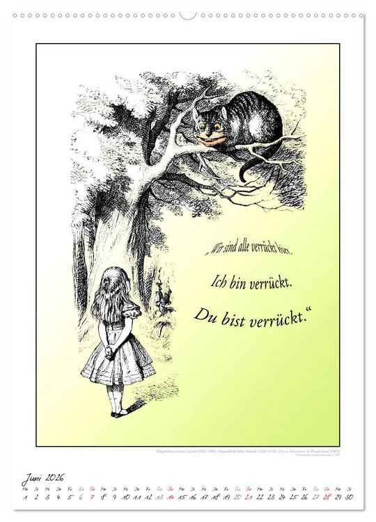 Produktbild: Alice im Wunderland - Weltliteraturkalender (Wandkalender 2026 DIN A2 hoch), CALVENDO Monatskalender
