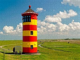 Produktbild: CALVENDO Puzzle Ostfriesland Leuchtturm Pilsum | 1000 Teile Lege-Gr&ouml;&szlig;e 64x48cm Foto-Puzzle f&uuml;r gl&uuml;ckliche Stunden