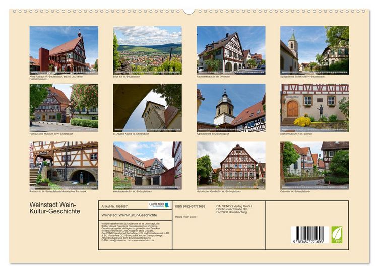 Produktbild: Weinstadt Wein-Kultur-Geschichte (hochwertiger Premium Wandkalender 2026 DIN A2 quer), Kunstdruck in Hochglanz