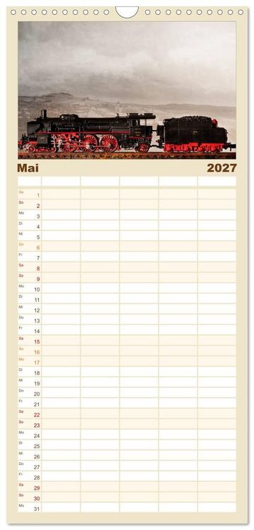 Produktbild: Familienplaner 2027 - Dampflokomotiven in Spur N mit 5 Spalten (Wandkalender, 21 x 45 cm) CALVENDO