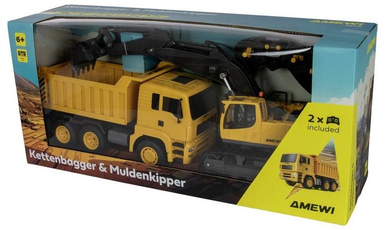 Produktbild: Amewi 1:18 Baufahrzeug Baufahrzeug, LKW mit Lichteffekt, inkl. Akku und Ladekabel