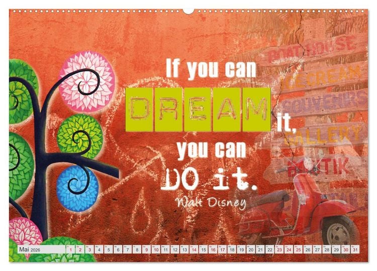 Produktbild: Stop dreaming start doing - H&ouml;r auf zu tr&auml;umen und mach es einfach (hochwertiger Premium Wandkalender 2026 DIN A2 quer), Kunstdruck in Hochglanz