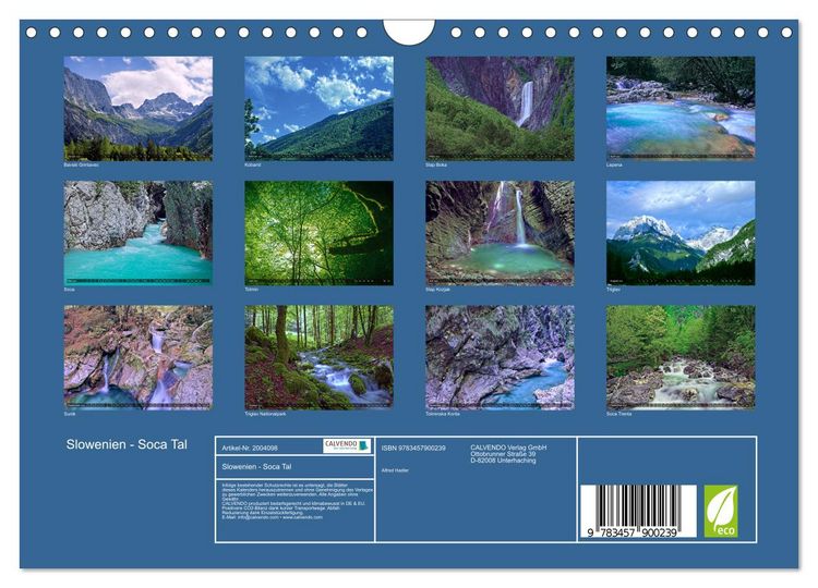 Produktbild: Slowenien - Soca Tal (Wandkalender 2026 DIN A4 quer), CALVENDO Monatskalender