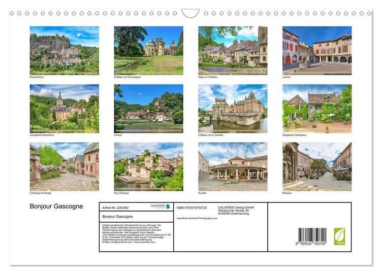 Produktbild: Bonjour Gascogne (Wandkalender 2027 DIN A3 quer), CALVENDO Monatskalender