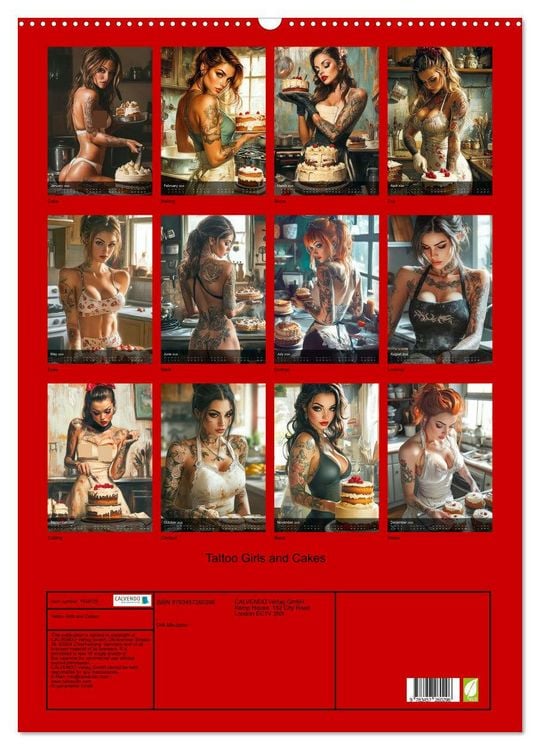 Produktbild: Tattoo Girls and Cakes (Wall Calendar 2026 DIN A2 portrait), CALVENDO 12 Month Wall Calendar
