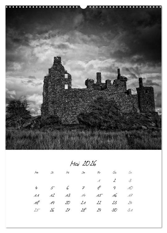 Produktbild: Schottland Monochrom (Wandkalender 2026 DIN A2 hoch), CALVENDO Monatskalender