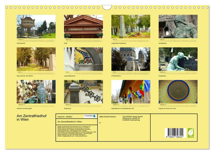 Produktbild: Am Zentralfriedhof in Wien (Wandkalender 2026 DIN A3 quer), CALVENDO Monatskalender