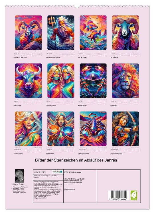 Produktbild: Bilder der Sternzeichen im Ablauf des Jahres (hochwertiger Premium Wandkalender 2026 DIN A2 hoch), Kunstdruck in Hochglanz