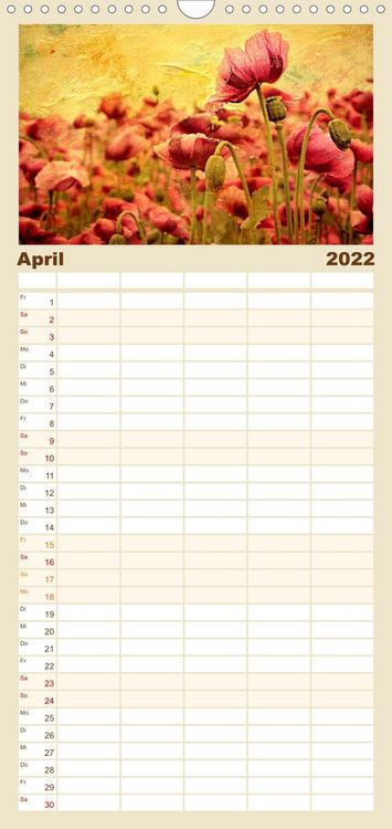 Produktbild: Familienplaner Mohnsch&ouml;nheiten (Wandkalender 2022 , 21 cm x 45 cm, hoch)